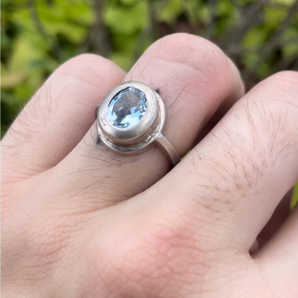 Vintage Blue Topaz 925 Silver Ring